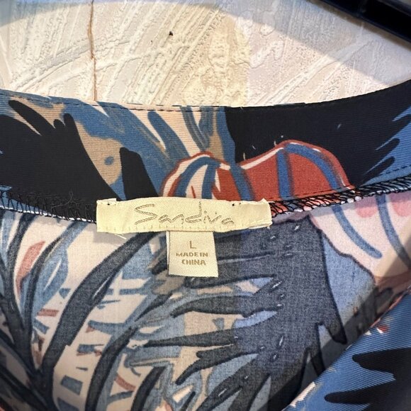 ✨Sandiva Sz L Women's Floral Print Tunic Top With Lace-Up Detail Polyester✨ - Picture 7 of 8